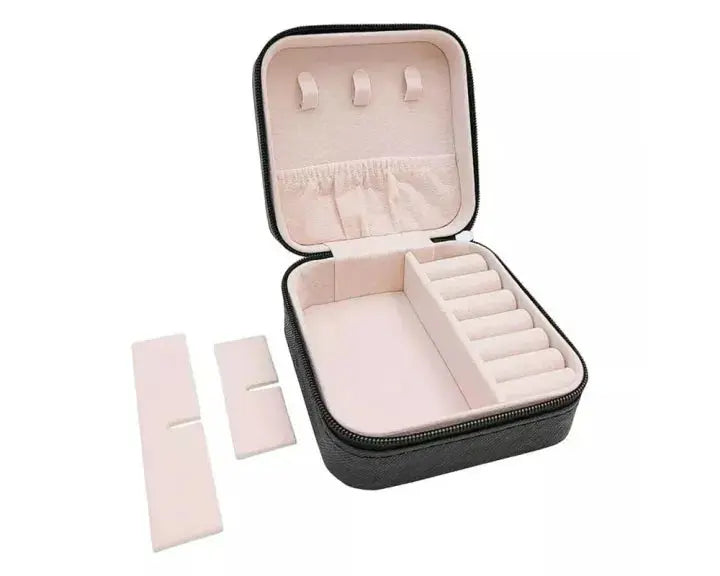 Premium Leather Jewelry Organizer Box – Velvet Lined Zipper Case Virtushop