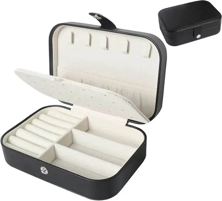 Premium Leather Jewelry Organizer Box – Velvet Lined Zipper Case Virtushop